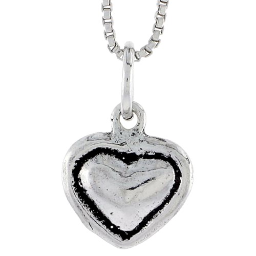 Sterling Silver Heart Charm, 1/2 Inch Tall