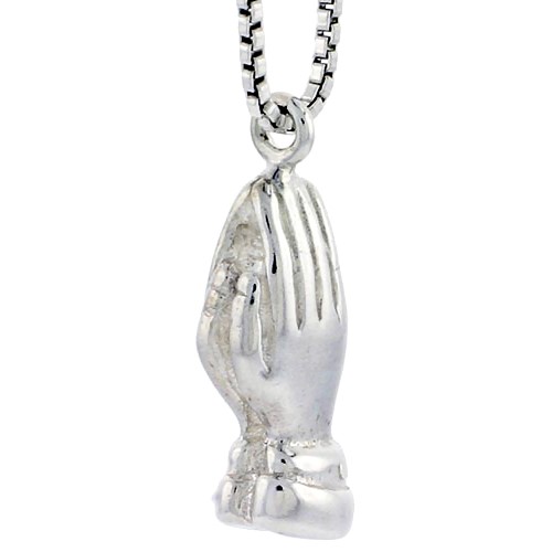 Sterling Silver Praying Hands Charm, 5/8 Inch Tall
