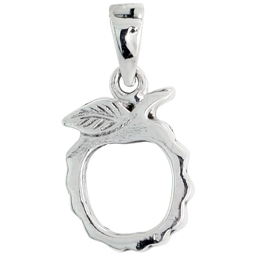 Sterling Silver Mini Photo Frame Apple Cut-out Charm, 5/8 Inch Tall