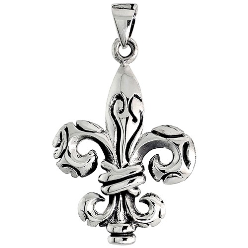 Sterling Silver Fleur De Lis Charm, 1 1/2 Inch Tall