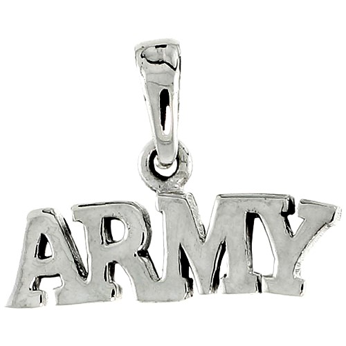 Sterling Silver US ARMY Word Charm, 3/4 Inch Wide