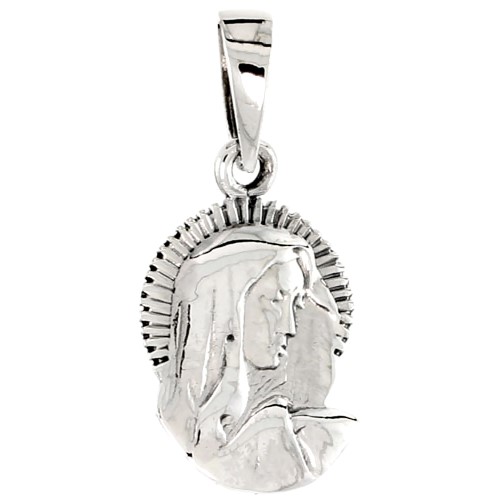 Sterling Silver Blessed Virgin Mary Charm, 3/4 Inch Tall