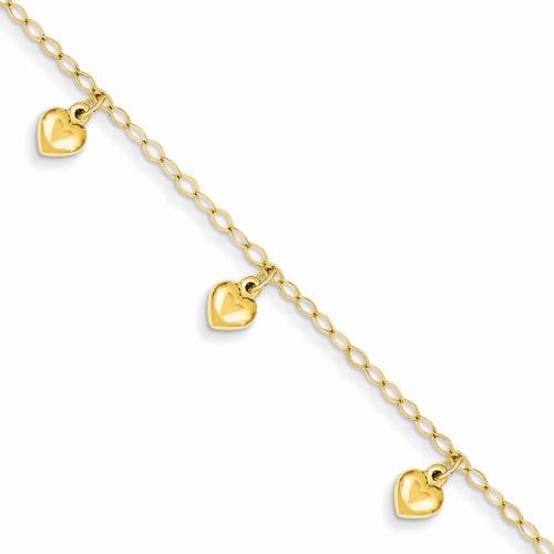 Roy Rose Jewelry 14K Yellow Gold Child S Puffed Heart Charm Bracelet ~ Length 6   Inches