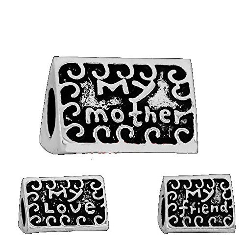 Buckets of Beads 3 Sided My Mother, My Love, My Friend Charm Bead Fits Pandora Style Bracelets