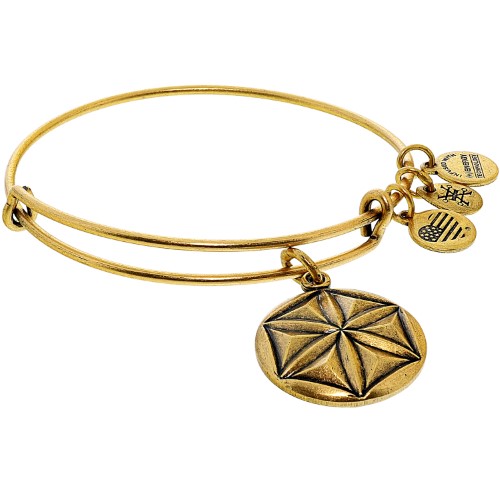 Alex and Ani - Aphrodite's Flower Charm Bangle (Rafaelian Gold) Bracelet