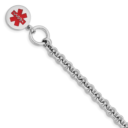 925 Sterling Silver Medical Emblem in Disc Enamel Charm Bracelet - 6Mm Toggle