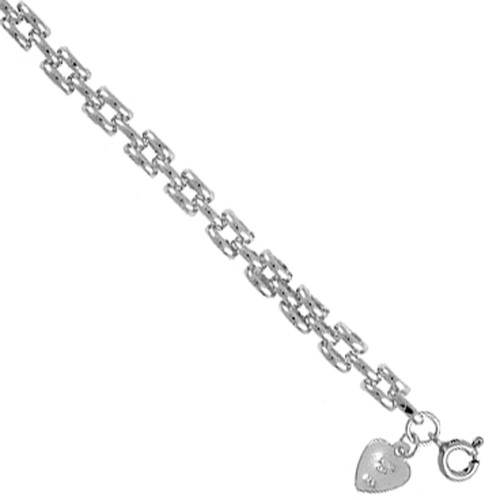 Sterling Silver Charm Panther Link Bracelet, Fits 8 - 9 Inch Wrists