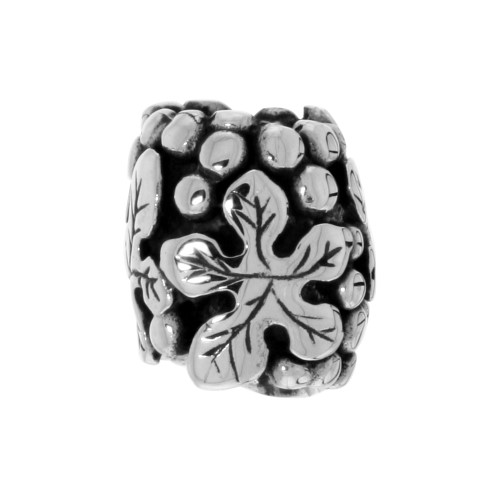 Sterling Silver Five-finger Leaf Barrel Bead Charm for Most Charm Bracelets