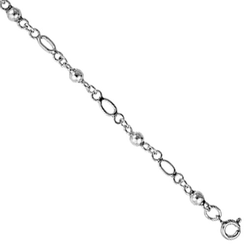 Sterling Silver Charm Bracelet with Beads, Fits 8 - 9 Inch Wrists