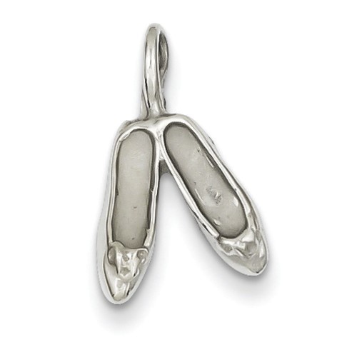 14k White Gold Solid Polished 3-Dimensional Ballet Slippers Charm - 1.0 Grams