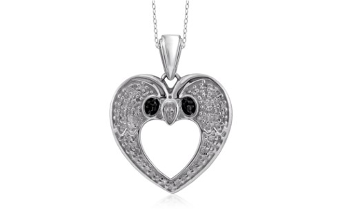 Jewelonfire 1/4 CT Black & White Diamond Fish Heart Pend in SS 23971 Black I2-I3 1/4 Ct Sterling-silver