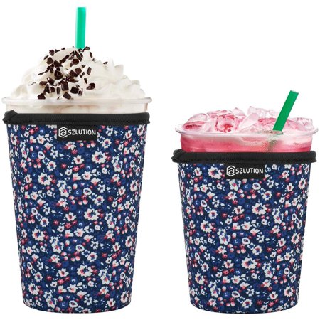 2 Pack Iced Coffee Sleeve 12 24 OZ Coffee Sleeves Reusable for Cold Beverages Premium Neoprene Drink Sleeves Holder for Starbucks McDonalds Dunkin Don