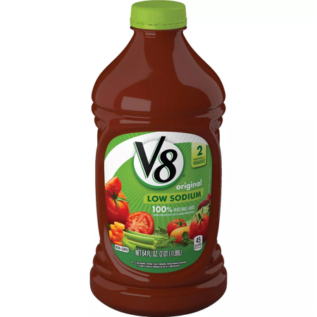 2 Bottles 64 Fl Oz/Bottle V.8 Original Low Sodium 100% Vegetable Juice -
