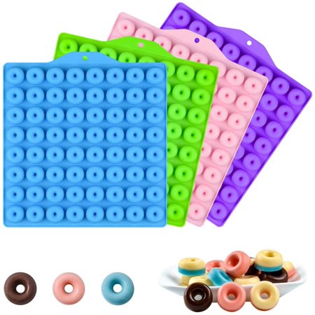Donut Candy Mold - 64 Cavities Mini Donut Silicone Candy Molds 4 Pack Ring Molds for Gummy  Chocolate  Hard Candy