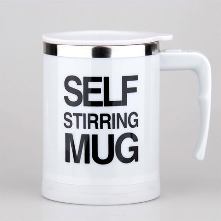 Goory Stainless Steel Coffee Mug Self Stiring Mugs Electric Automatic Mixing Cups for Stir Coffee Milk Mix Juice Drink and Plastic 300ml 12-16 OZ (Whi