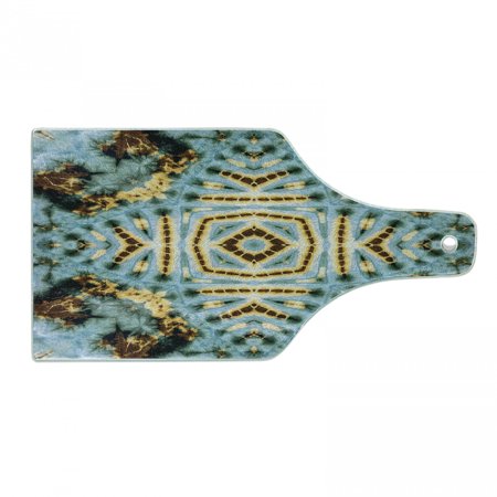 Hippie Cutting Board  Close up Effect Hippie Motif Maya Clan in Dirt Tones Counter Culture Print  Decorative Tempered Glass Cutting and Serving Board 