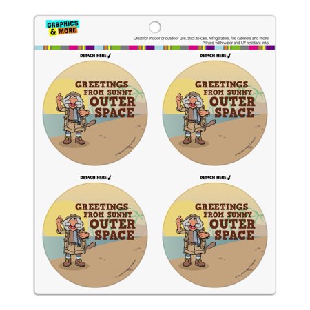 Greetings from Sunny Outer Space Uncle Travelling Matt Fraggle Rock Refrigerator Fridge Locker Vinyl Circle Magnet Set