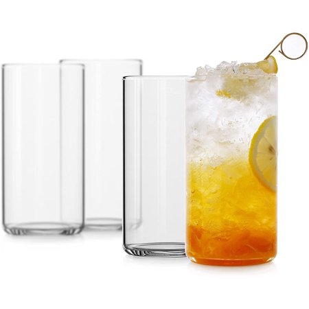 LUXU Drinking Glasses 19 Oz  Thin Highball Glasses Set of 4 Clear Tall Glass Cups for Water  Juice  Beer  Drinks  and Cocktails and Mixed Drinks