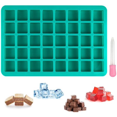 40-Cavities Square Caramel Candy Baking Silicone Molds with Liquid Droppers for Chocolate Truffles  Ice Cube  Hard Candy  Peanut Butter Fudge  Praline