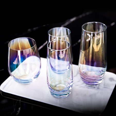 MOOSUP 19 Oz Colored Highball Glasses (Set of 2) | Lead Free Drinking Glasses Tumblers for Mixed Drinks  Water  Juice Beer  Cocktail