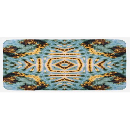 Hippie Kitchen Mat  Close up Effect Hippie Motif Maya Clan in Dirt Tones Counter Culture Print  Plush Decorative Kitchen Mat with Non Slip Backing  47