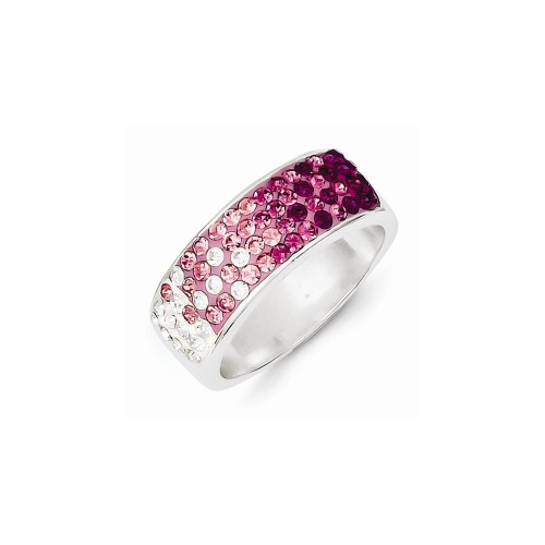 Crystal Ring in Sterling Silver - Eye-Popping - Round Shape - Glossy Finish