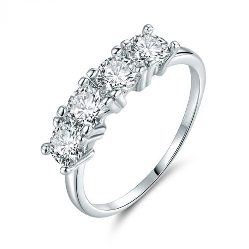 Devotion Four Stone 1ct CZ Anniversary Band Ring 7.5 / White Gold
