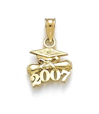 14k Yellow Gold 2007 Grad Cap Diploma Pendant - 1.0 Grams