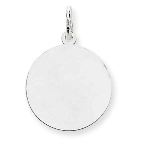 14k White Gold Solid Polished Engravable Round Disc Charm - 1.0 Grams