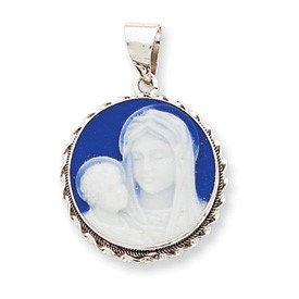 14k White Gold 16x16 Porcelain Cameo Pendant - 1.0 Grams