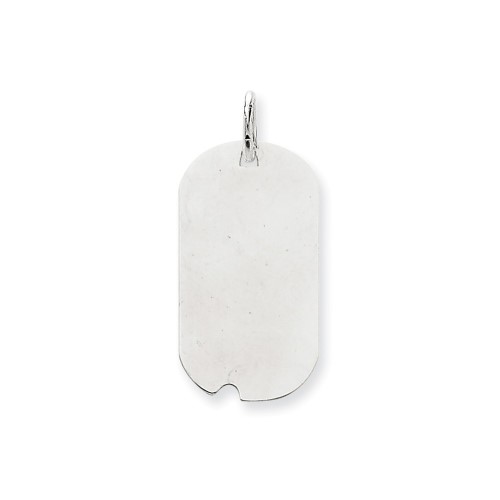 14k White Gold Solid Polished Engravable Dog Tag Disc Charm - 1.0 Grams