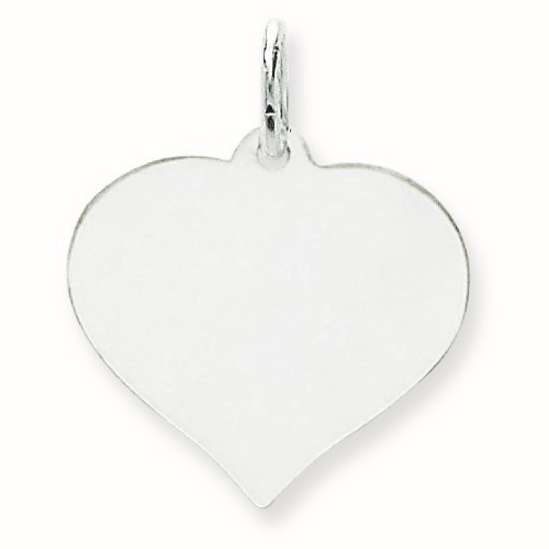 14k White Gold Polished Engravable Heart Disc Charm - 1.0 Grams