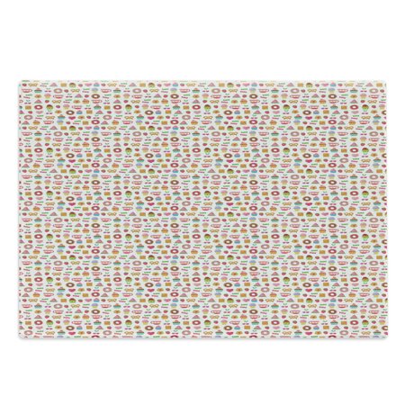 Dessert Cutting Board  Confectionary Pattern of Pretzels and Candies on Pinky Polka Dotted Background  Decorative Tempered Glass Cutting and Serving B