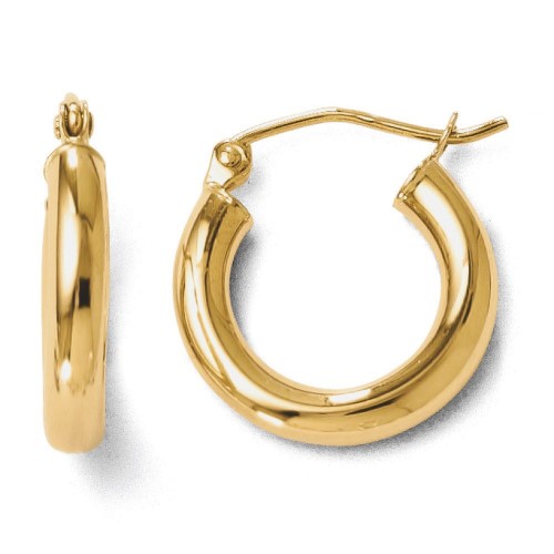 14k Yellow Gold Hinged Post Polished Hinged Hoop Earrings - 1.0 Grams