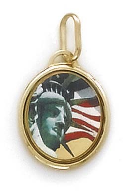 14k Yellow Gold Statue of Liberty Medallion Pendant - 1.0 Grams