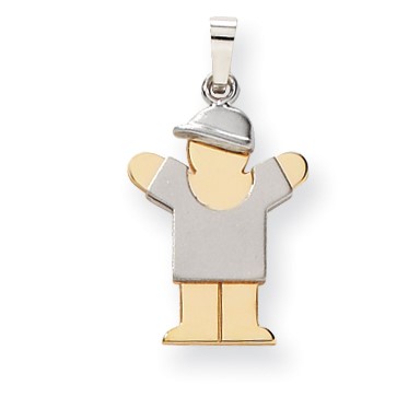 Roy Rose Jewelry 14K Two-tone Gold Small Boy with Hat on Right Engravable Charm