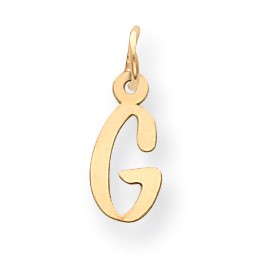 Roy Rose Jewelry 14K Yellow Gold Small Slanted Block Initial Letter G Charm