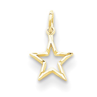 Roy Rose Jewelry 10K Yellow Goldy Diamond-cut Flat Back Star Charm