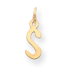 Roy Rose Jewelry 14K Yellow Gold Small Slanted Block Initial Letter S Charm
