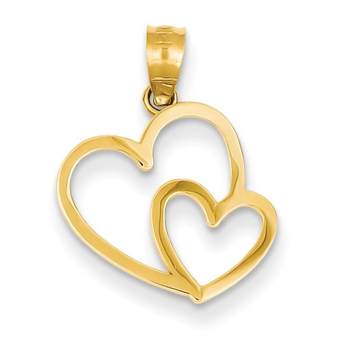 Roy Rose Jewelry 14K Yellow Gold Double Heart Charm
