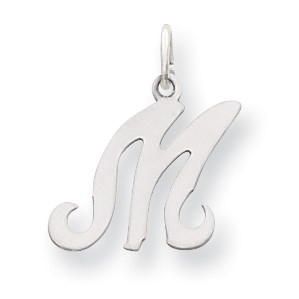 Roy Rose Jewelry 14K White Gold Initial Letter M Charm