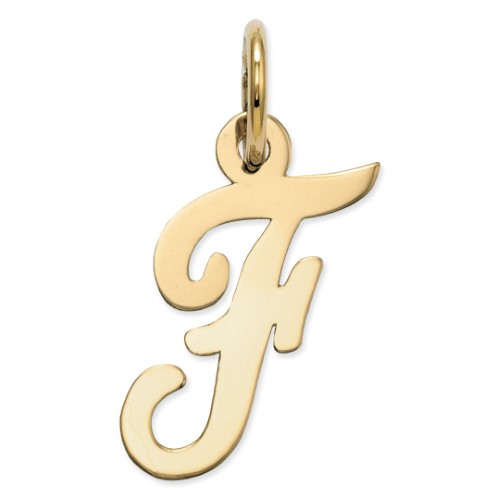 Roy Rose Jewelry 14K Yellow Gold Small Script Initial Letter F Charm
