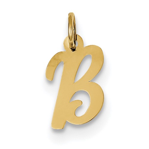 Roy Rose Jewelry 14K Yellow Gold Small Script Initial Letter B Charm