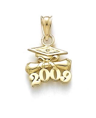 14k Yellow Gold 2009 Grad Cap Diploma Pendant - 1.0 Grams