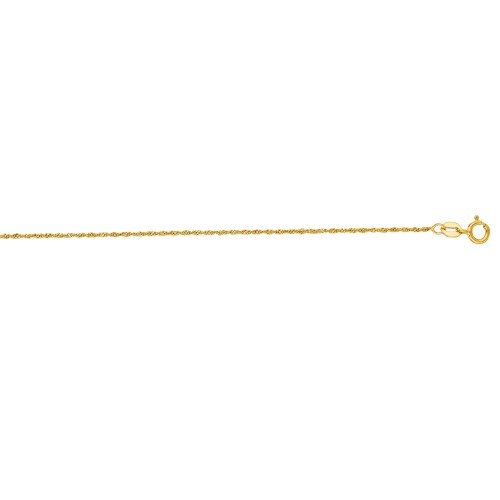 14k Yellow Gold 1.0 Mm Singapore Chain Necklace - O Ring Clasp - Length: 13 to 24