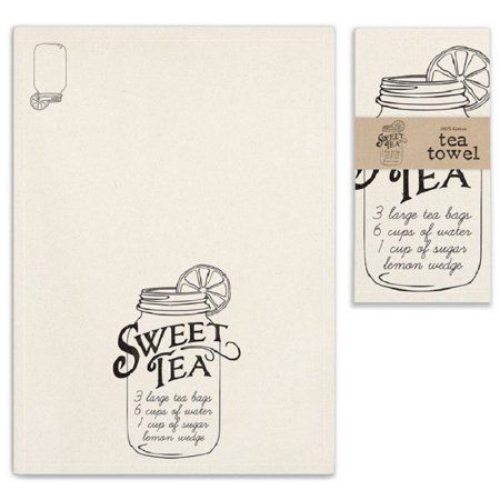 SWEET TEA Mason Jar Kitchen Tea Towel by - Black on Natural  100% Cotton by CTW Home Collection