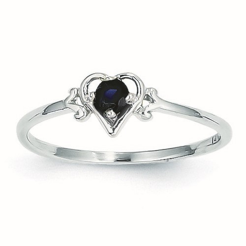 14k White Gold Polished September Heart Ring - 1.0 Grams