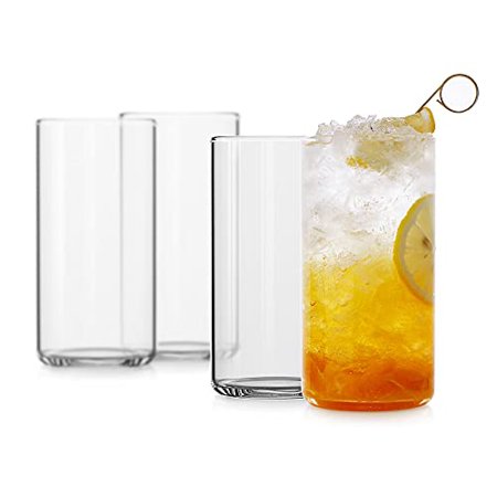 LUXU Drinking Glasses 19 Oz  Thin Highball Glasses Set of 4 Clear Tall Glass Cups for Water  Juice  Beer  Drinks  and Cocktails and Mixed Drinks