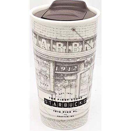 Starbucks Coffee Pike Place Sketch Double Wall Ceramic Travel Mug  12 Oz