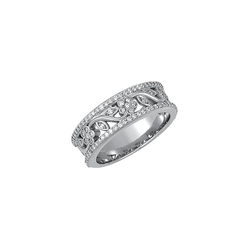 14K White Gold White Diamond Vine Pattern Ring - 0.5 Cttw (H,SI3)